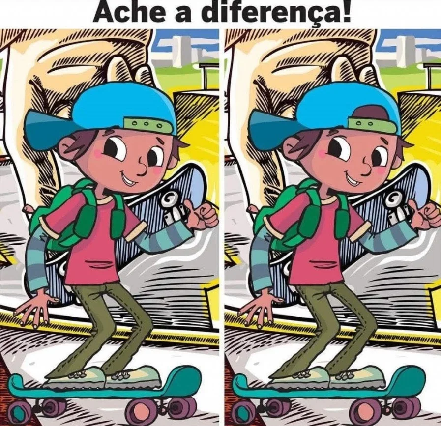 Ache a Diferença: Menino Andando de Skate