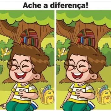 Ache a Diferença: Menino e seus Livros na Floresta