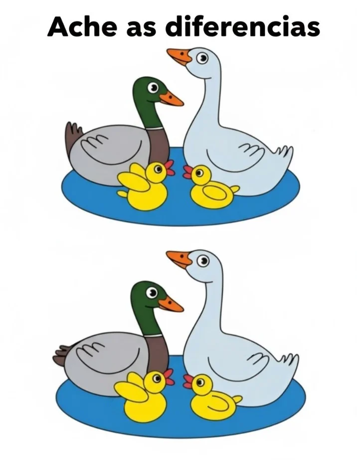 Ache a Diferença: Patos e Filhotes na Lagoa