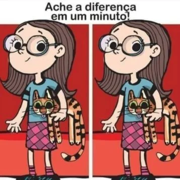 Ache a Diferença: A Menina e Seu Gato Listrado
