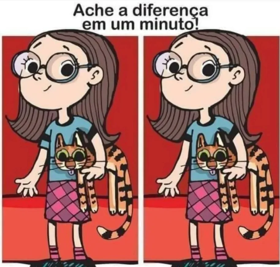 Ache a Diferença: A Menina e Seu Gato Listrado