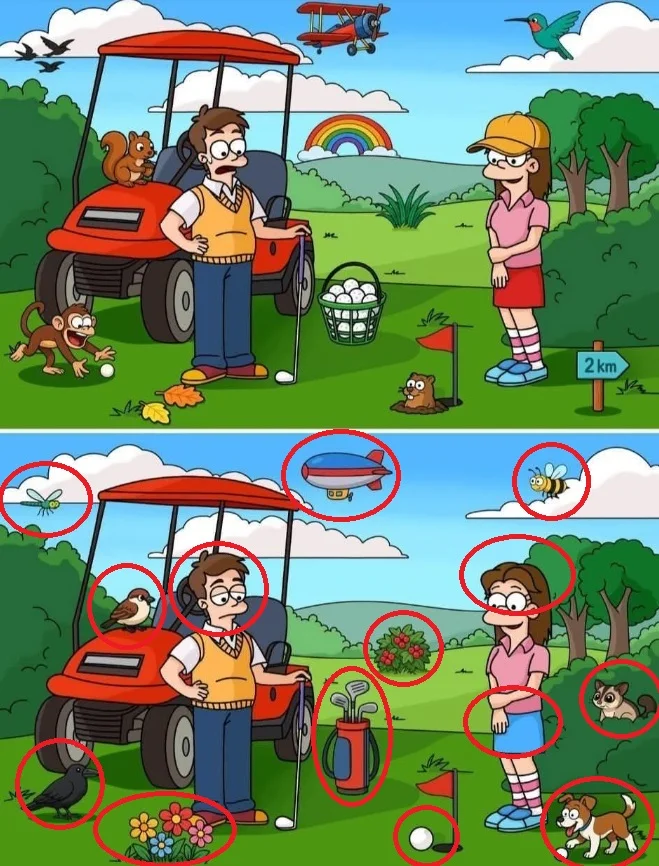 Ache a Diferença: O Casal Jogando Golfe