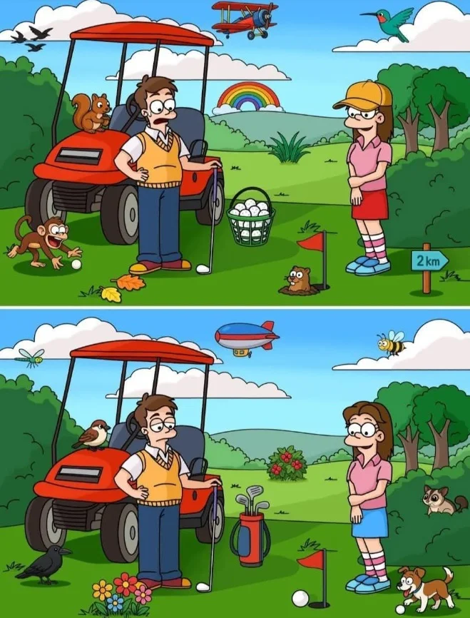 Ache a Diferença: O Casal Jogando Golfe