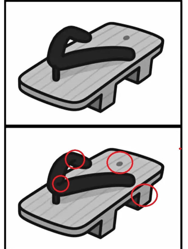 Ache a Diferença: O Chinelo de Madeira