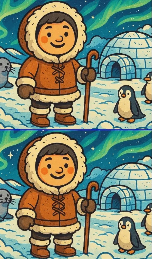 Ache a Diferença: O Esquimó e os Pinguins