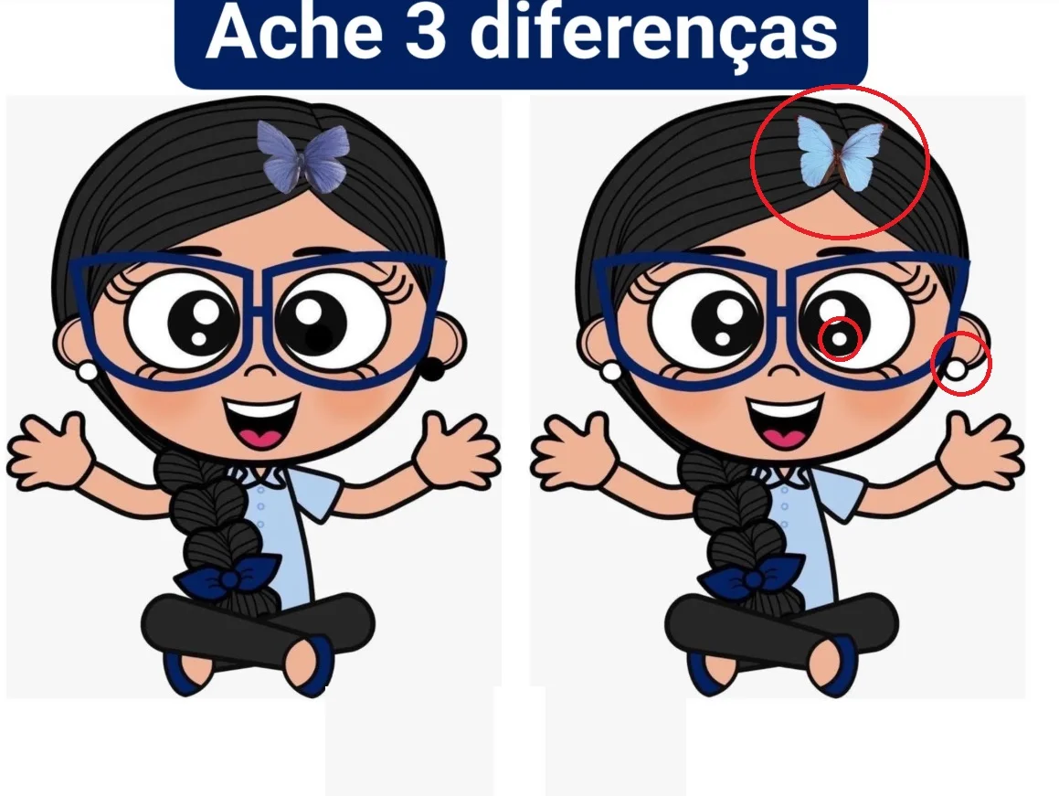 Ache as 3 Diferenças: A Menina de Trança Sentada