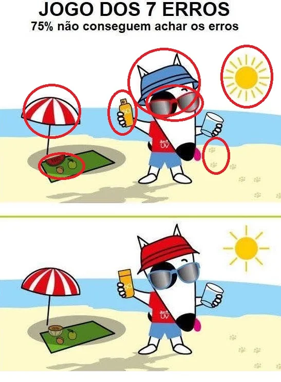 Ache as 7 Diferenças: O Cachorro na Praia
