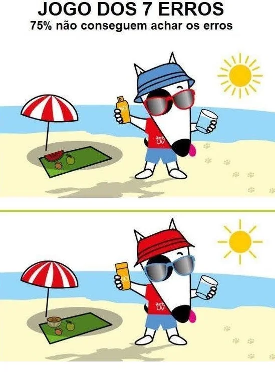 Ache as 7 Diferenças: O Cachorro na Praia