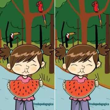 Ache as Diferenças: A Menina comendo Melancia no Parque