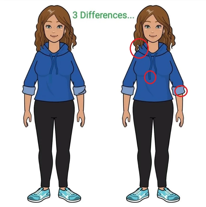 Encontre as 3 Diferenças na Menina de Casaco Azul