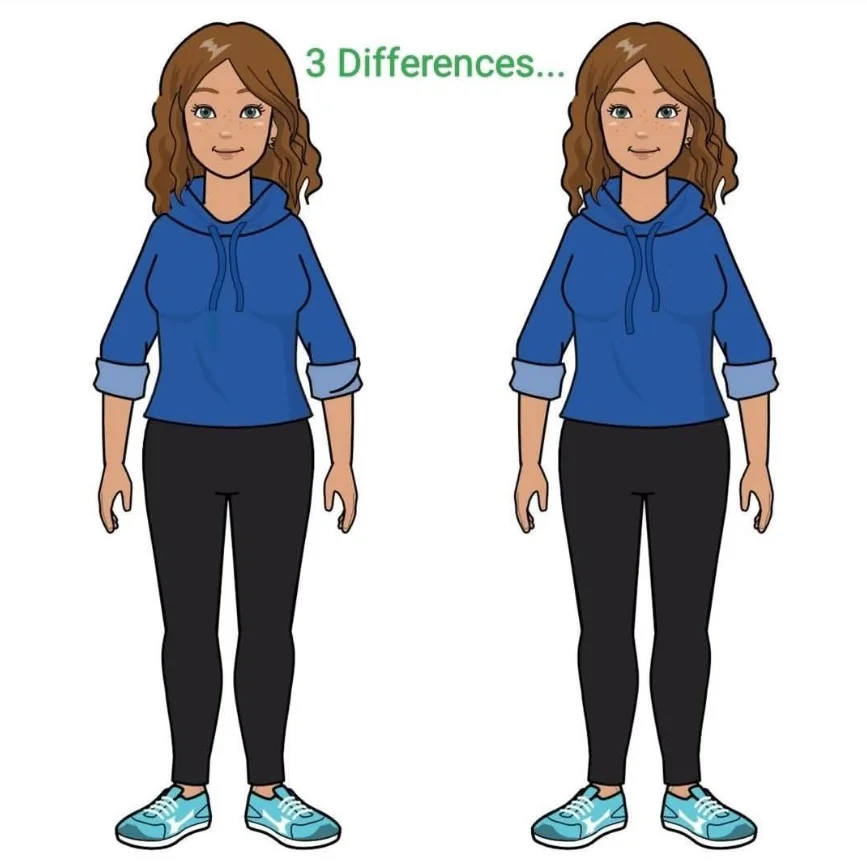 Encontre as 3 Diferenças na Menina de Casaco Azul