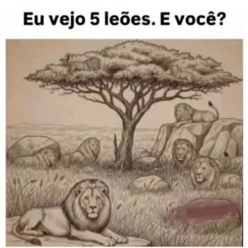 Desafio Visual: Quantos Leões Você Consegue Ver na Imagem?