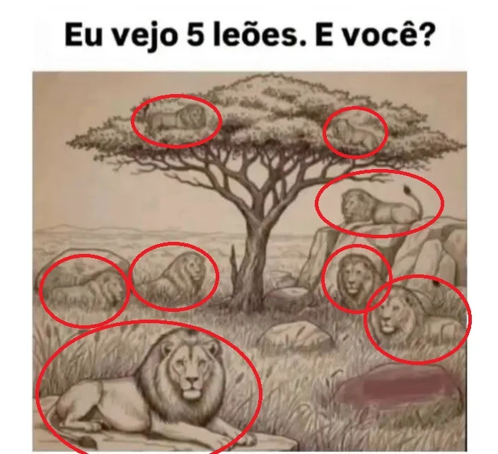 Desafio Visual: Quantos Leões Você Consegue Ver na Imagem?