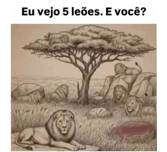 Desafio Visual: Quantos Leões Você Consegue Ver na Imagem?