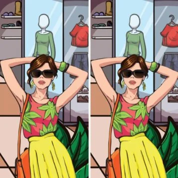 Ache a Diferença: Moça Estilosa na Loja com Roupa de Verão