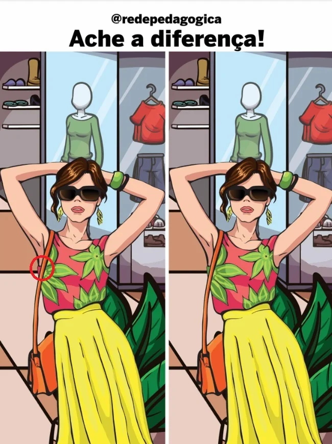 Ache a Diferença: Moça Estilosa na Loja com Roupa de Verão