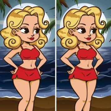 Ache a Diferença: Moça Loira na Praia à Espera do Ano Novo