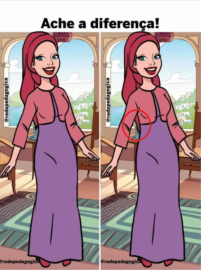 Ache a Diferença: Moça de Vestido com Toalha na Cabeça