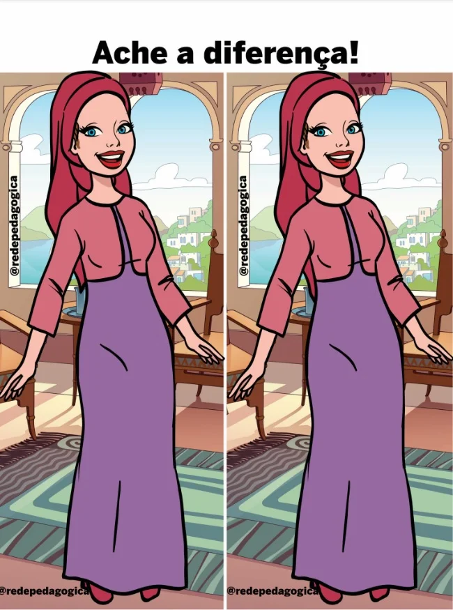 Ache a Diferença: Moça de Vestido com Toalha na Cabeça