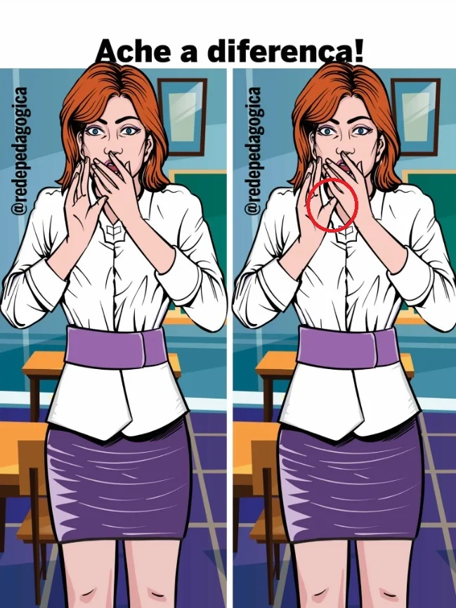 Ache a Diferença: Mulher Ruiva Surpresa no Escritório