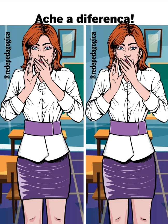 Ache a Diferença: Mulher Ruiva Surpresa no Escritório