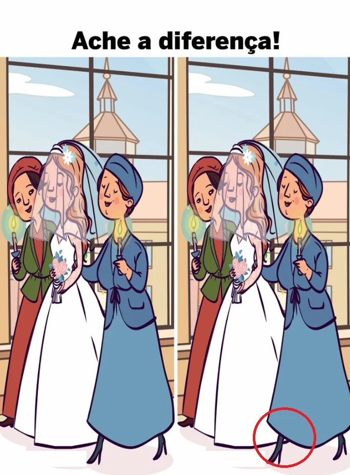 Ache a Diferença: Noiva com Duas Acompanhantes e Velas