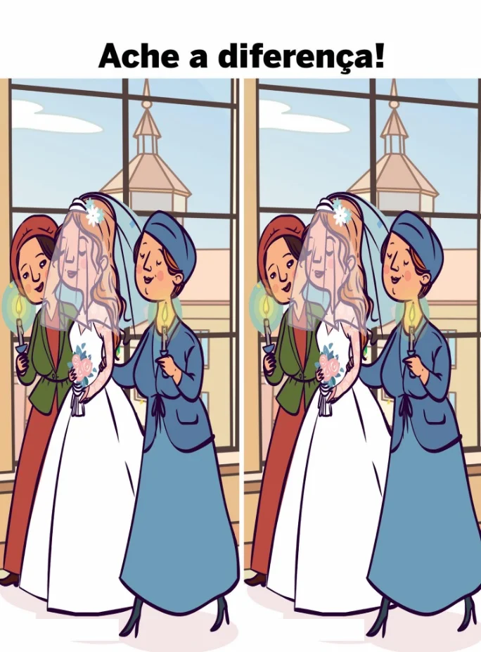 Ache a Diferença: Noiva com Duas Acompanhantes e Velas