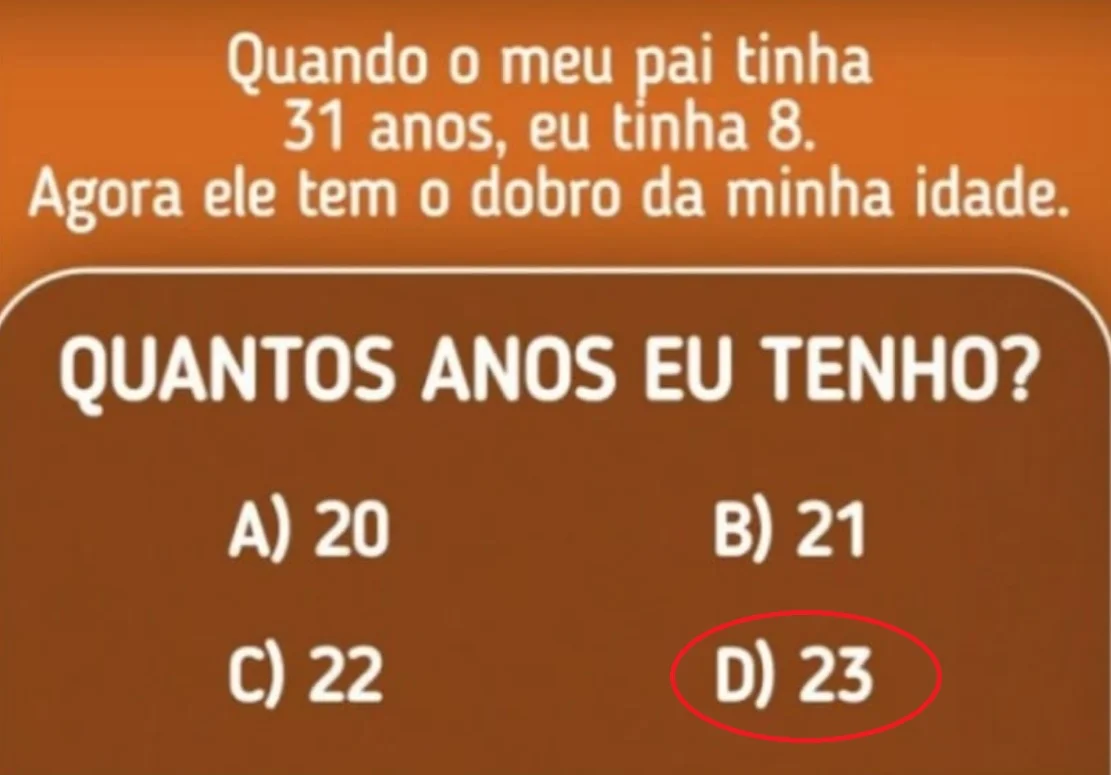 Desafio do Dia: Quando meu pai tinha 31 anos eu tinha 8