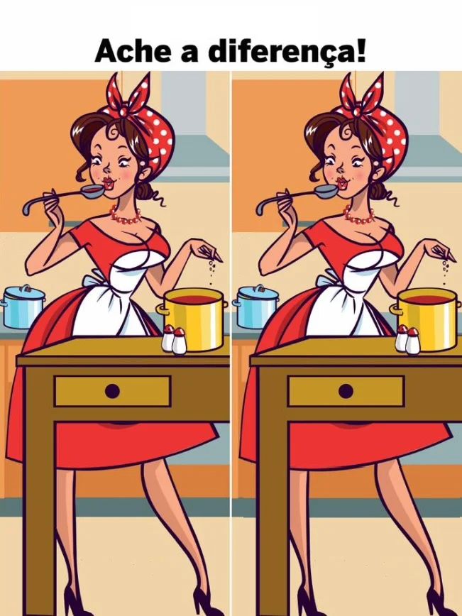 Ache a Diferença: Moça de Vermelho Cozinhando