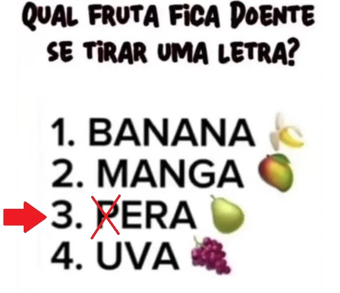 Desafio do Dia: Qual Fruta Adoece ao Perder uma Letra?