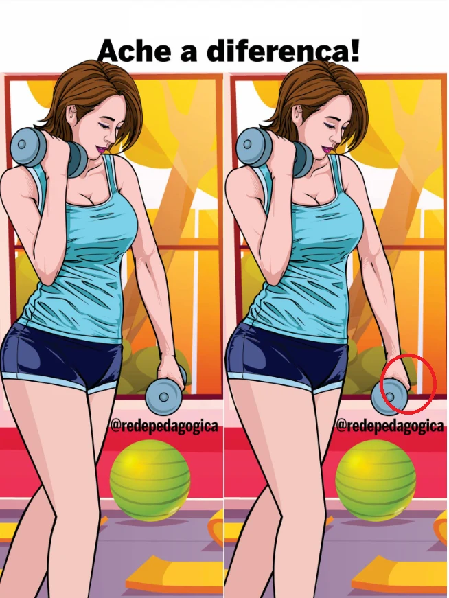 Desafio Visual: Encontre a Diferença na Moça Malhando!