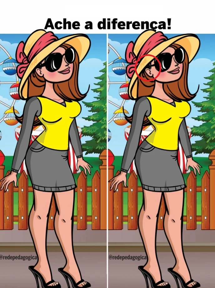 Desafio Visual: Encontre a Diferença na Moça no Parque de Diversões!