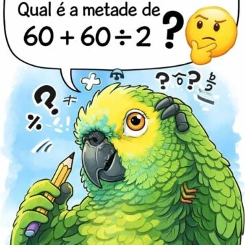 O Papagaio Quer Saber: Qual é a Metade de 60 + 60 / 2?
