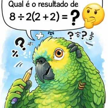 O papagaio quer saber: 8÷2(2+2)=? Prepare-se para um desafio que parece simples à primeira vista, mas já confundiu milhares de pessoas.