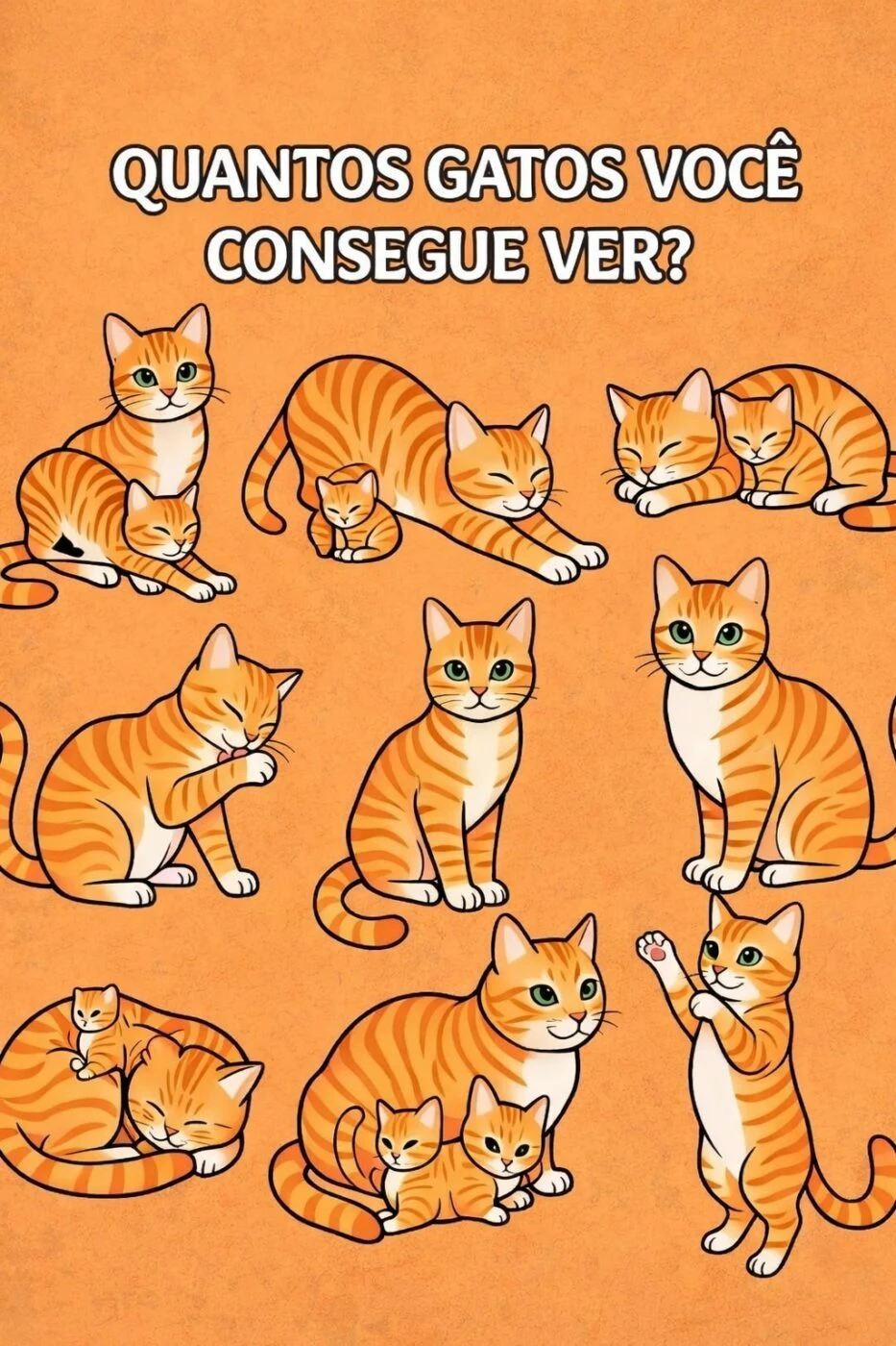 Desafio de Visão: Quantos gatos você consegue ver?