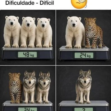 qual é o peso do lobo desafio com animais na balança