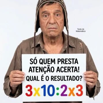 teste de matemática com conta 3x10:2x3
