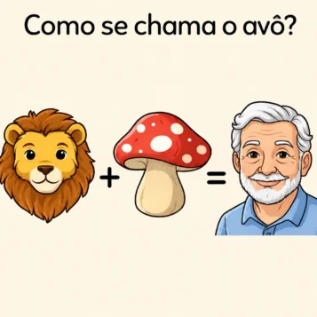 Desafio mostrando um leão e um cogumelo perguntando como se chama o avô.