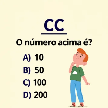 Desafio perguntando qual é o número acima com as alternativas 10, 50, 100 e 200.