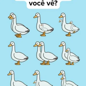 Desafio visual para encontrar todos os gansos escondidos em uma imagem com fundo azul.