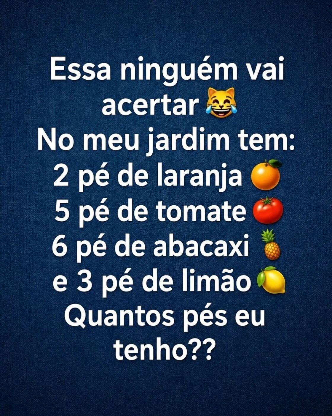 Desafio dos pés de frutas com laranja, tomate, abacaxi e limão