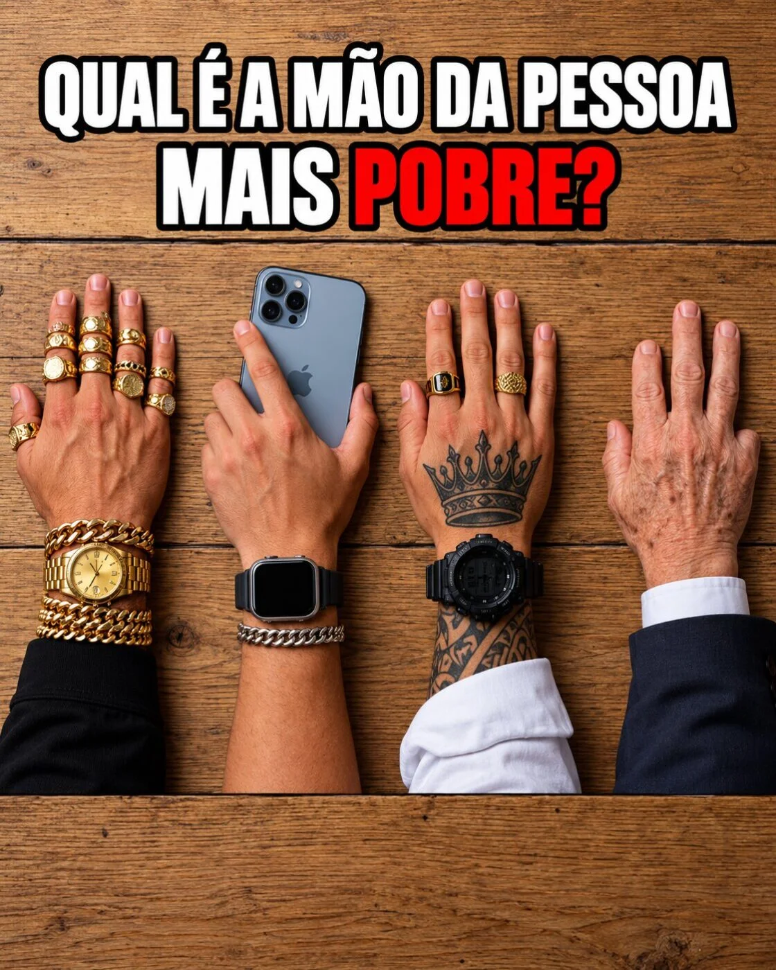Desafio para descobrir qual é a mão da pessoa mais pobre entre quatro participantes